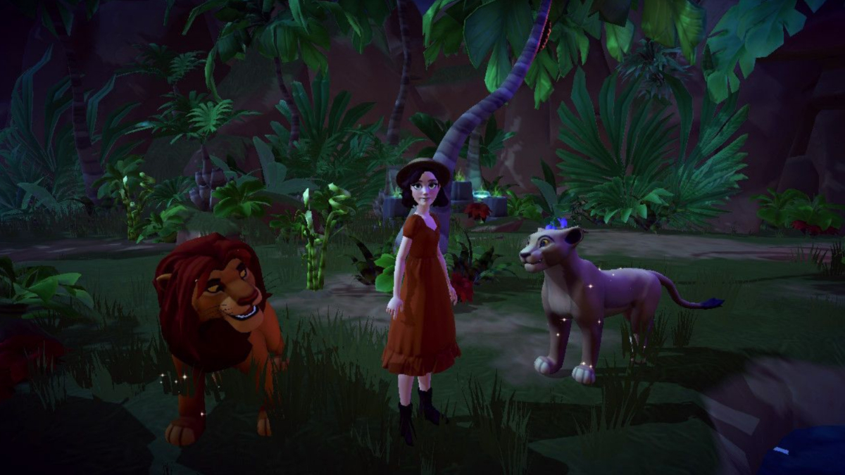 Simba and Nala in the Lion King Realm in Disney Dreamlight Valley